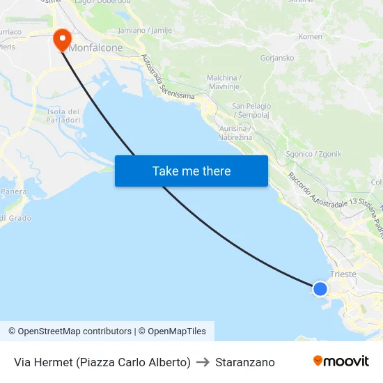 Via Hermet (Piazza Carlo Alberto) to Staranzano map