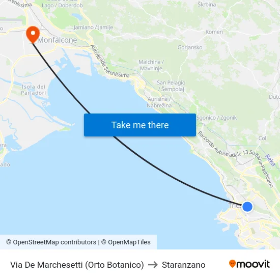 Via De Marchesetti (Orto Botanico) to Staranzano map