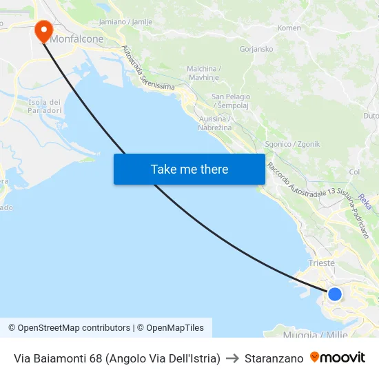 Via Baiamonti 68 (Angolo Via Dell'Istria) to Staranzano map