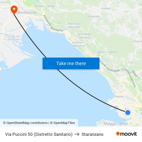 Via Puccini 50 (Distretto Sanitario) to Staranzano map