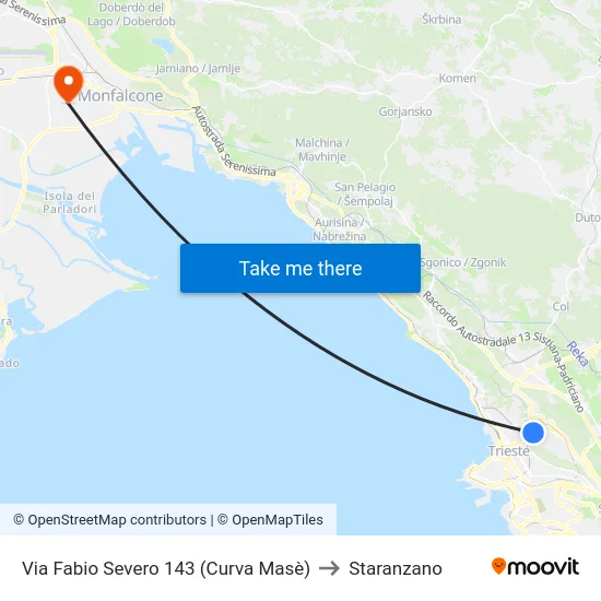 Via Fabio Severo 143 (Curva Masè) to Staranzano map