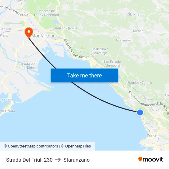 Strada Del Friuli 230 to Staranzano map