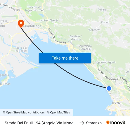 Strada Del Friuli 194 (Angolo Via Moncolano) to Staranzano map