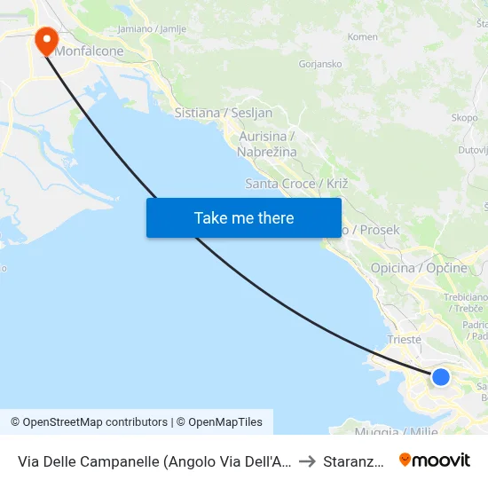 Via Delle Campanelle (Corner of Via Dell'Acqua) to Staranzano map