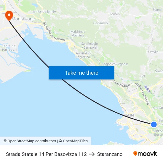 State Road 14 To Basovizza 112 to Staranzano map