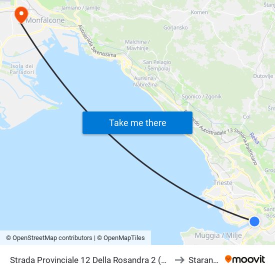 Strada Provinciale 12 Della Rosandra 2 (Magazzino Obi) to Staranzano map