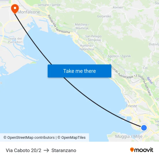 Via Caboto 20/2 to Staranzano map