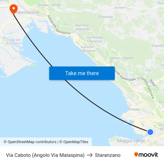 Via Caboto (Angolo Via Malaspina) to Staranzano map