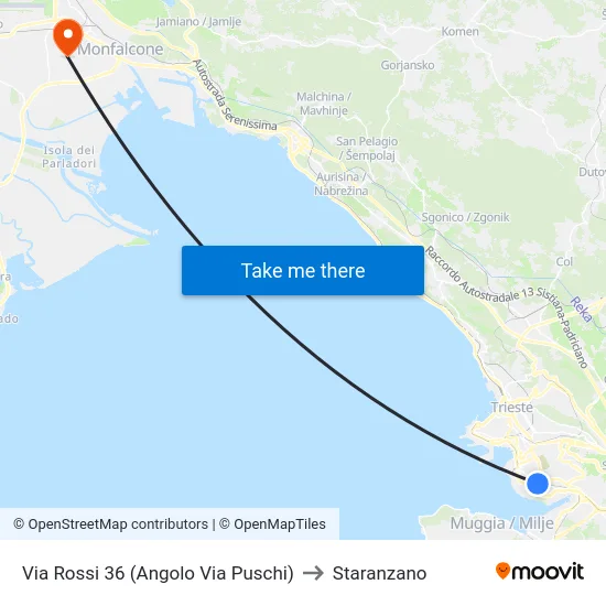Via Rossi 36 (Angolo Via Puschi) to Staranzano map