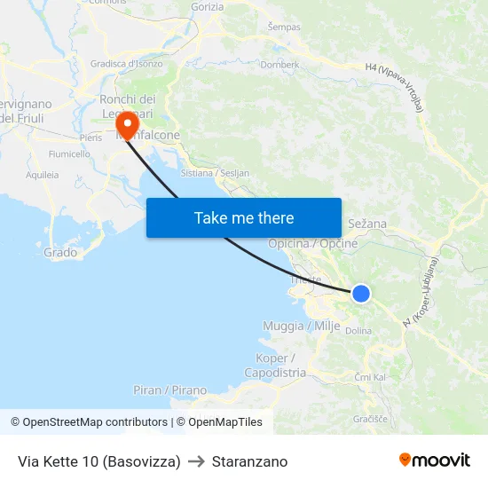 Via Kette 10 (Basovizza) to Staranzano map