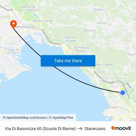 Via Di Basovizza 60 (Scuola Di Banne) to Staranzano map