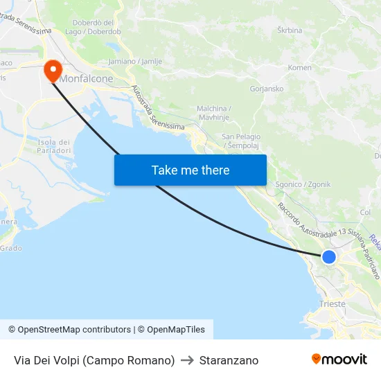 Volpi Street (Roman Field) to Staranzano map