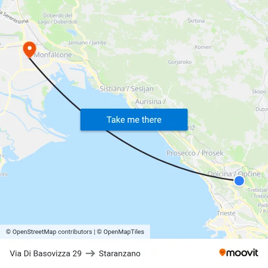 Via Di Basovizza 29 to Staranzano map