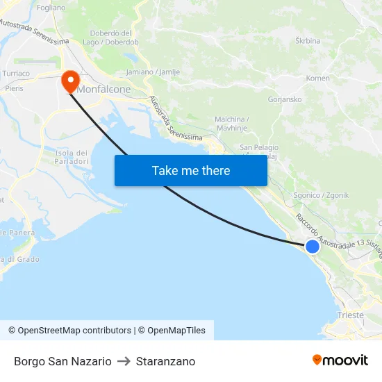 Borgo San Nazario to Staranzano map