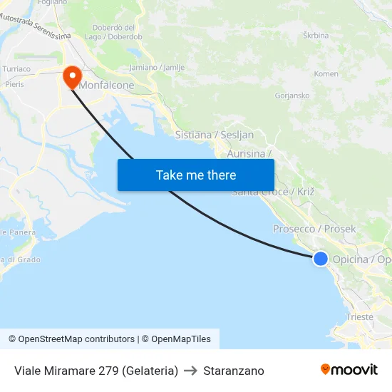 Miramare Avenue 279 (Ice Cream Shop) to Staranzano map