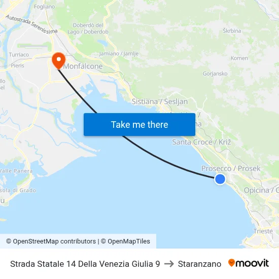 State Road 14 of Venezia Giulia 9 to Staranzano map
