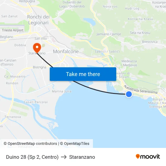 Duino 28 (Sp 2, Centro) to Staranzano map
