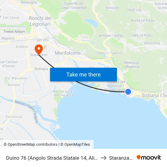 Duino 76 (Corner of State Road 14, Alice) to Staranzano map