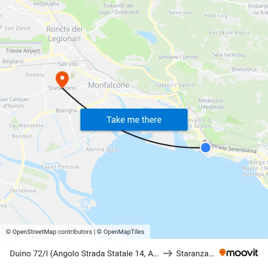Duino 72/I (Corner State Road 14, Alice) to Staranzano map