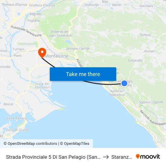 Strada Provinciale 5 Di San Pelagio (San Pelagio) to Staranzano map