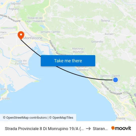 Strada Provinciale 8 Di Monrupino 19/A (Rupinpiccolo) to Staranzano map