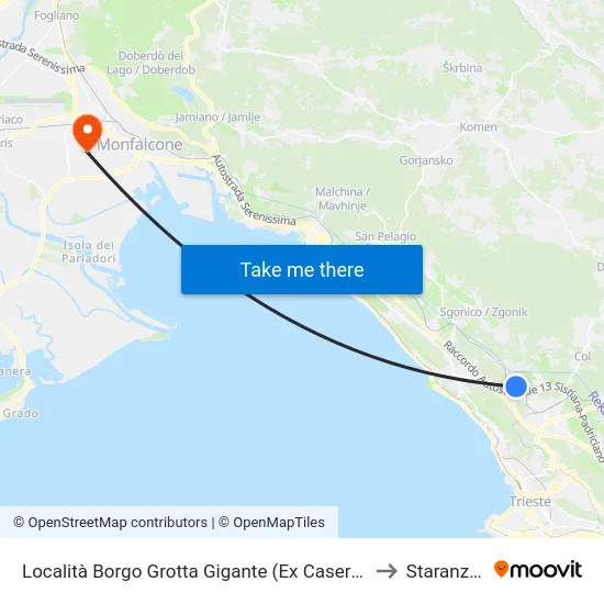 Località Borgo Grotta Gigante (Ex Caserma Dardi) to Staranzano map