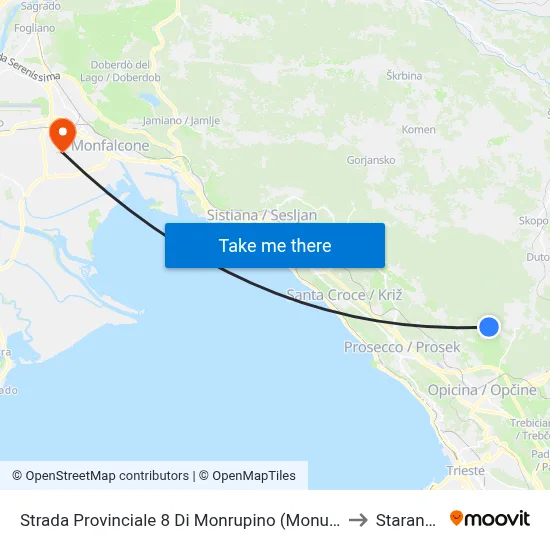 Provincial Road 8 of Monrupino (Repen Monument) to Staranzano map