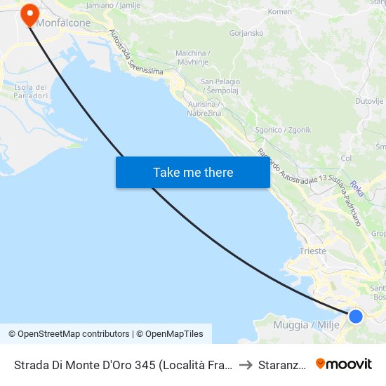 Strada Di Monte D'Oro 345 (Località Francovec) to Staranzano map