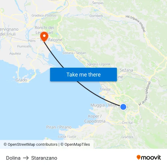 Dolina to Staranzano map