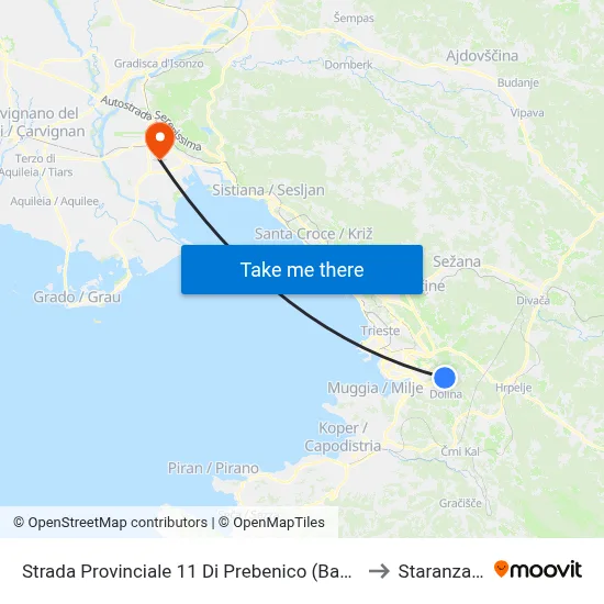 Provincial Road 11 Of Prebenico (Bagnoli) to Staranzano map