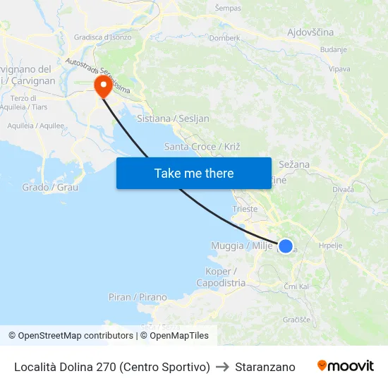Dolina 270 (Sports Center) to Staranzano map