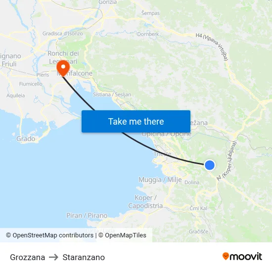Grozzana to Staranzano map