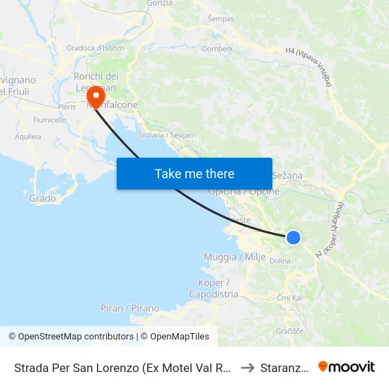 Strada Per San Lorenzo (Ex Motel Val Rosandra) to Staranzano map