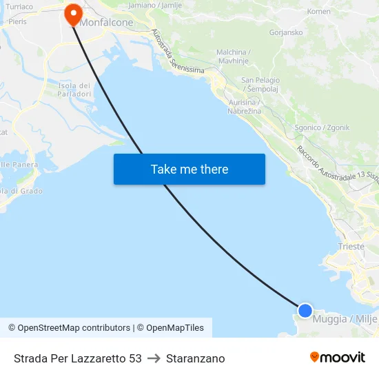 Strada Per Lazzaretto 53 to Staranzano map
