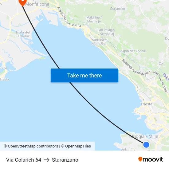 Colarich Road 64 to Staranzano map