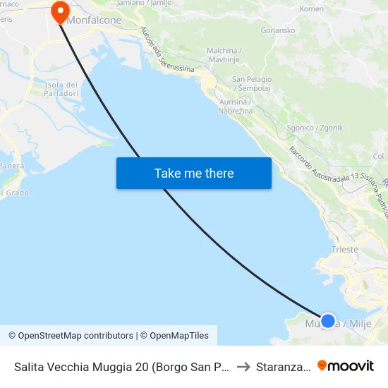 Salita Vecchia Muggia 20 (Borgo San Pietro) to Staranzano map