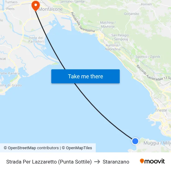 Strada Per Lazzaretto (Punta Sottile) to Staranzano map