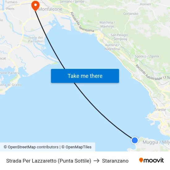 Strada Per Lazzaretto (Punta Sottile) to Staranzano map