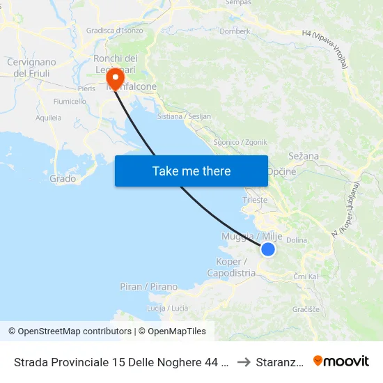 Provincial Road 15 Delle Noghere 44 (Famila) to Staranzano map