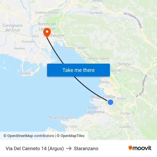 Via Del Canneto 14 (Argus) to Staranzano map