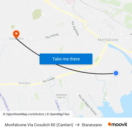 Monfalcone Via Cosulich 80 (Cantieri) to Staranzano map