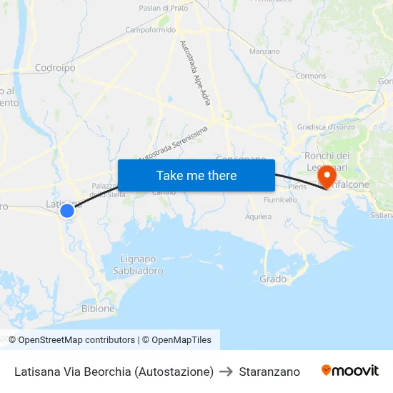 Latisana Via Beorchia (Autostazione) to Staranzano map