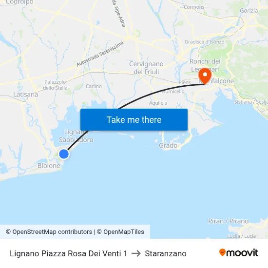 1 Rosa Dei Venti Square, Lignano to Staranzano map