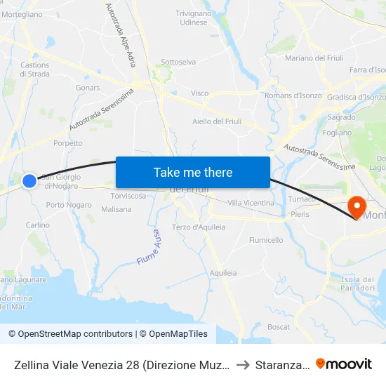 Zellina Viale Venezia 28 (Muzzana Direction) to Staranzano map