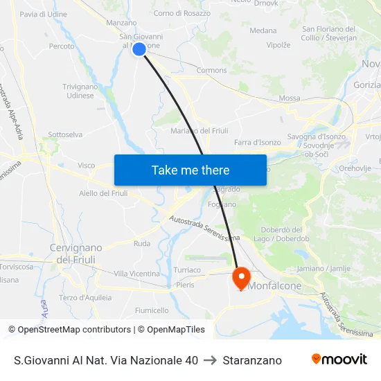 San Giovanni Al Natisone National Street 40 to Staranzano map