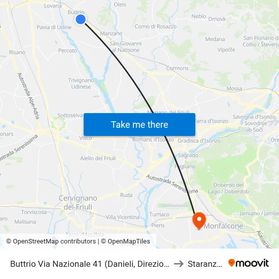 Buttrio National Street 41 (Danieli, Udine Direction) to Staranzano map