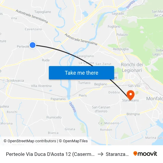 Perteole Duke of Aosta Street 12 (Barracks) to Staranzano map