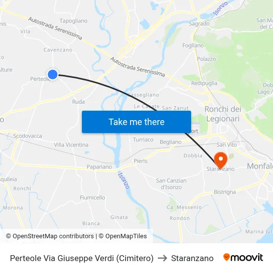 Perteole Giuseppe Verdi Street (Cemetery) to Staranzano map