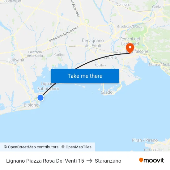 Lignano Piazza Rosa Dei Venti 15 to Staranzano map