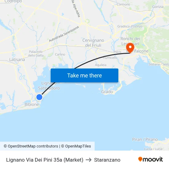 Lignano Pine Street 35a (Market) to Staranzano map